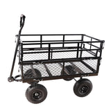 Black Double Fence Utility Wagon Cart Garden Trucks Transport Firewood