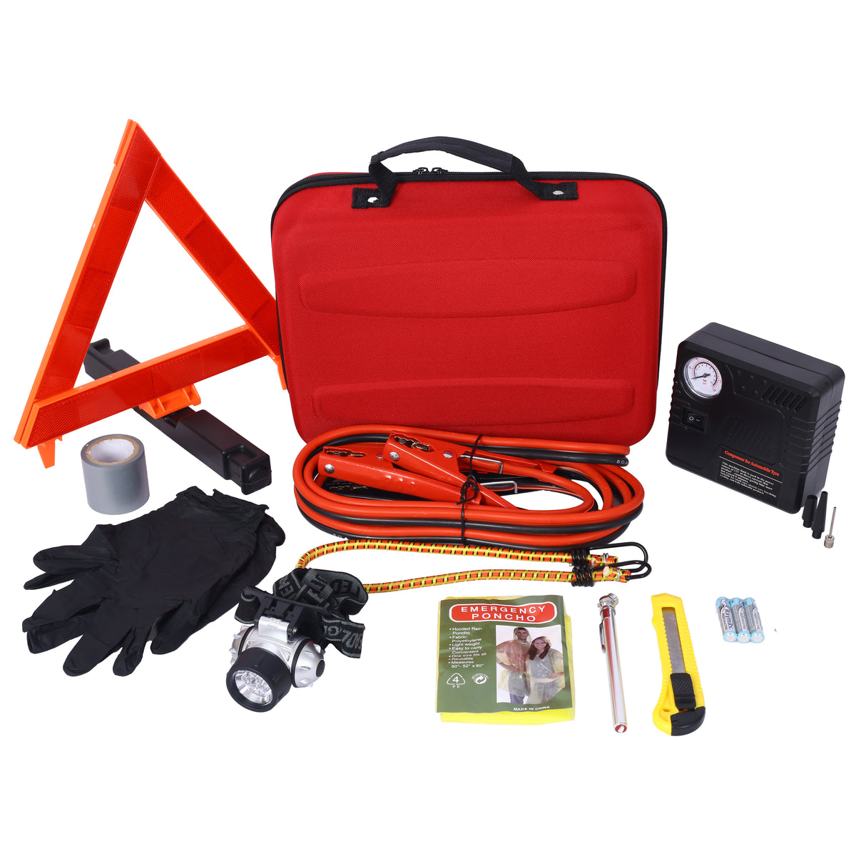 Auto Safety Emergency Kit Car na may Portable Air Compressor