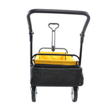 Folding Wagon Collapsible Outdoor Utility Heavy Duty Garden Portable Hand Cart Drink Holder Adjustable Handles Yellow