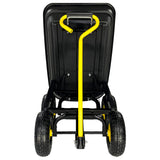 Garden Dump Cart na may Steel Frame Outdoor Wagon na may 10 Inch Pneumatic Gulong 55L Capacity Black