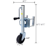 Trailer Jack Boat 32.8 in Bolt-on Tongue Weight Capacity 1000 lb with PP Wheels and Handle for Lifting RV Horse Utility Yacht Trailer