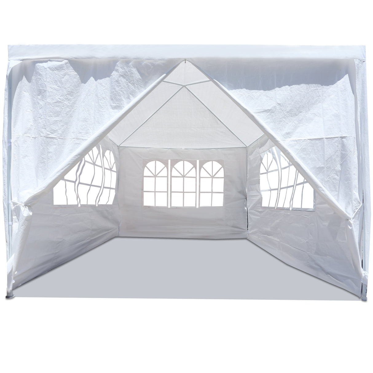 10'x10' Party Tent Outdoor Heavy Duty Gazebo Wedding Canopy + 4 na Matatanggal na Pader na Puti