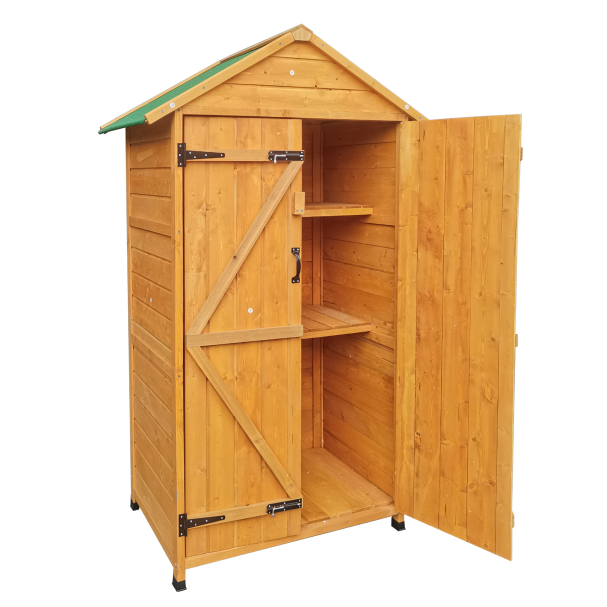 68.50"X 22.83"X 40.35" Wooden Shed Natural for Backyard Garden Big Spire Tool Storage