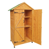 68.50"X 22.83"X 40.35" Wooden Shed Natural para sa Backyard Garden na Malaking Spire Tool Storage