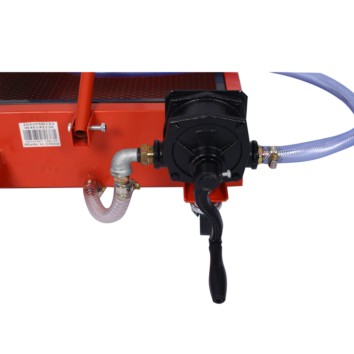 17-Gallon Low-Profile Oil Drain Pan with Pump- Red