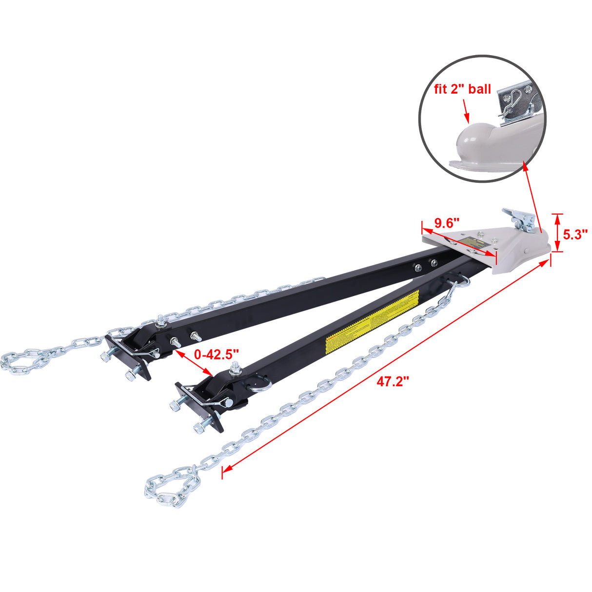 Universal Car RV Tow Bars for Flat or Dinghy Towing 5,000 lbs 2-Inch Coupler