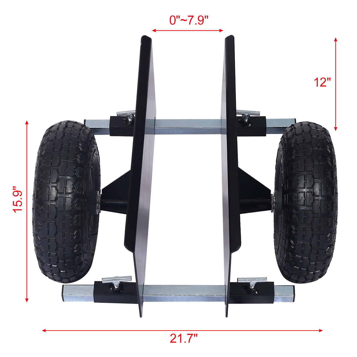 600lb Panel Dolly 10in. Pneumaattiset pyörät mustat