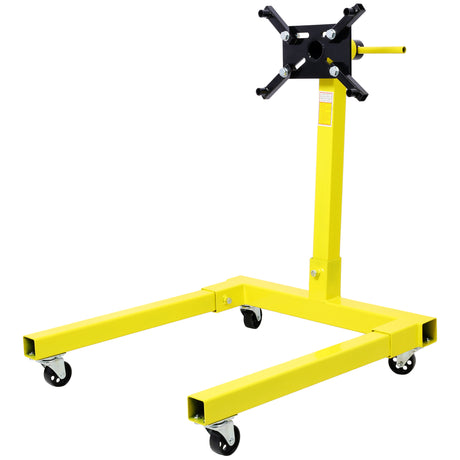 Engine Stand 1250 LBS Capacity 360 Degree Adjustable Mounting Head 4 Ball-Bearing Swivel Caster Wheels Heavy-Duty Square Steel Frame--Yellow