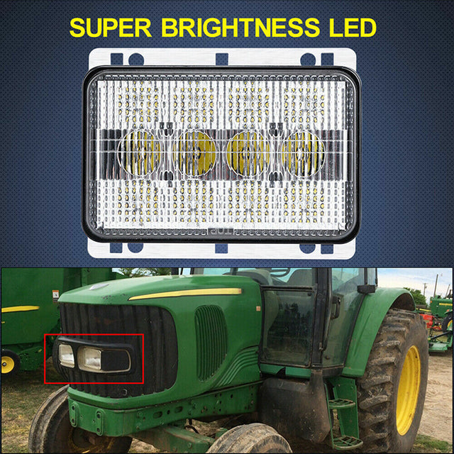 2Pcs 6x4 LED Headlight Front Hood Light AL152328 for John Deere Tractor  5225 5325 5425 5525 5625 6120 6330 6415 6420 6430 6615 6715