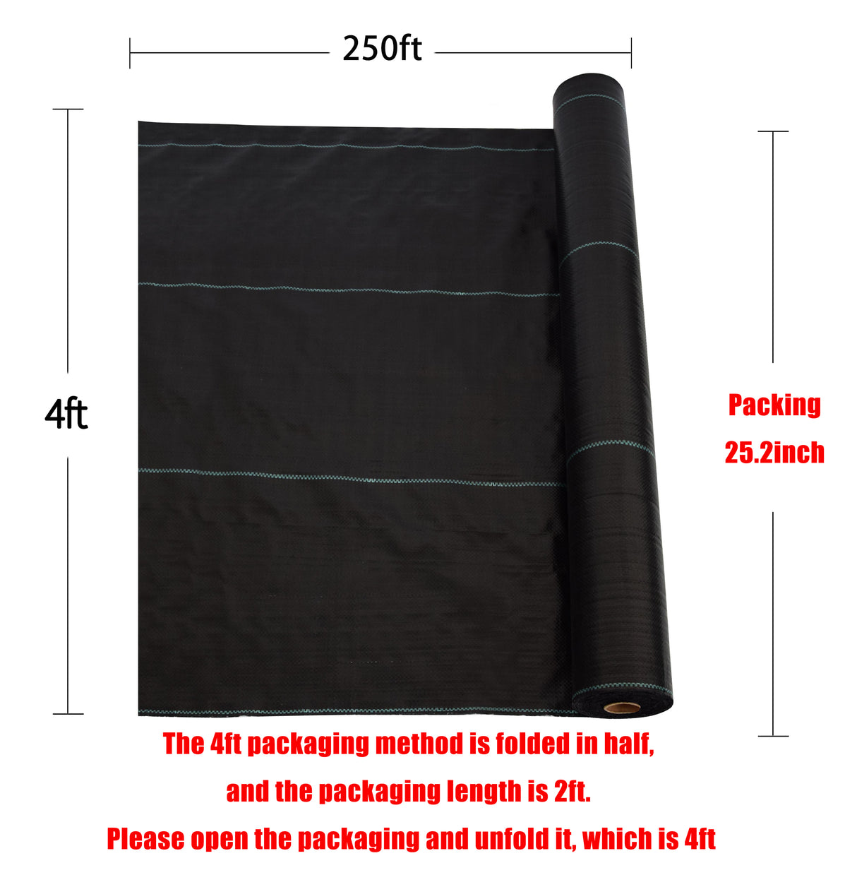 3,5 unssia Weed Barrier Maisemakangas 4ft x 250ft Dual-Layer Heavy Duty Garden Greenhouse Pathway Orchard Control Helppo asentaa