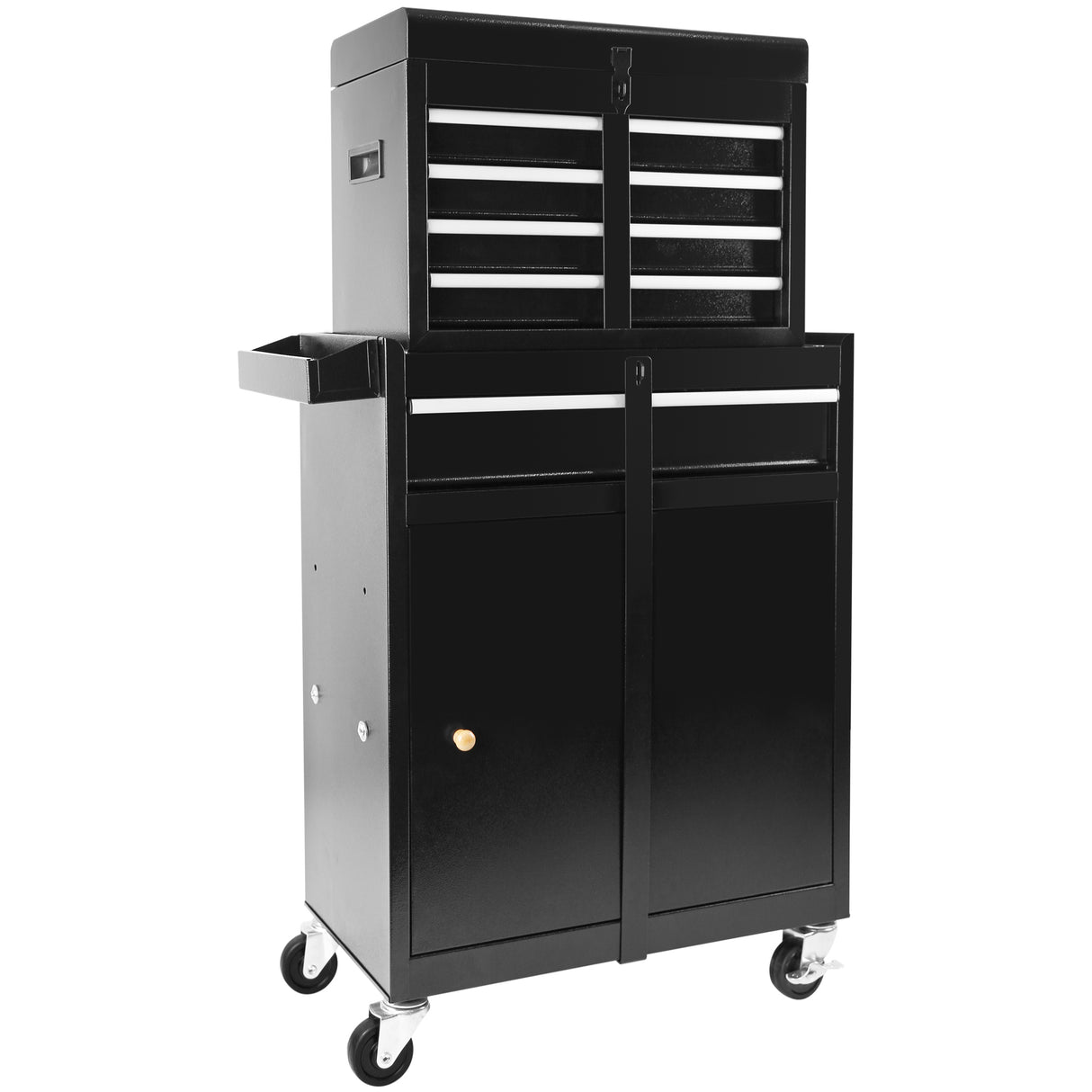 Organisateur d'atelier de Garage roulant, coffre à outils détachable à 5 tiroirs avec grande armoire de rangement et étagère réglable noir