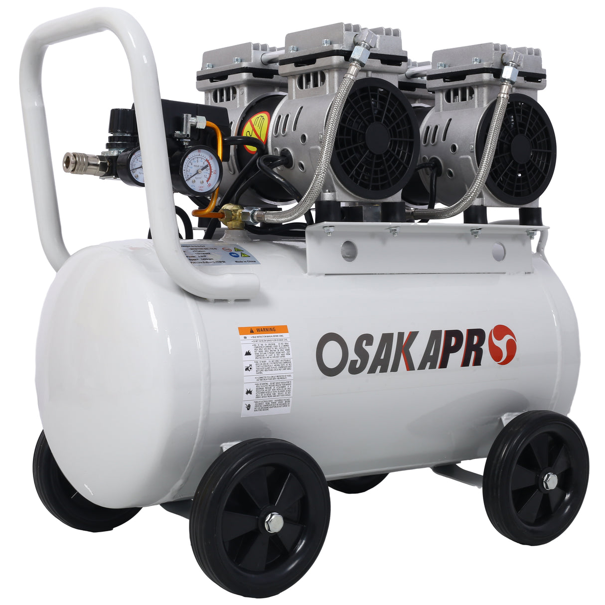 2.5 HP Silent Air Compressor 13 Gallon Oil-Free Electric Shop Portable Lightweight with Wheels 70 DBA Noise Level with Automatic Drain Valve Light Gray