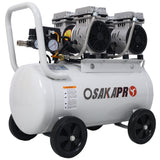 2.5 HP Silent Air Compressor 13 Gallon Oil-Free Electric Shop Portable Lightweight with Wheels 70 DBA Noise Level na may Automatic Drain Valve Light Gray