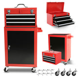 3-Drawer Rolling Tool Chest na may Gulong Malaking Storage Cabinet at Adjustable Shelf Removable Portable Top Box na may Locking System para sa Garage Warehouse