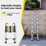 10.5ft (about 3.2m) Multi-Functional Foldable Retractable Ladder with Hook Sluminum Suitable for Daily Use of RV Attic Home 330 Pounds