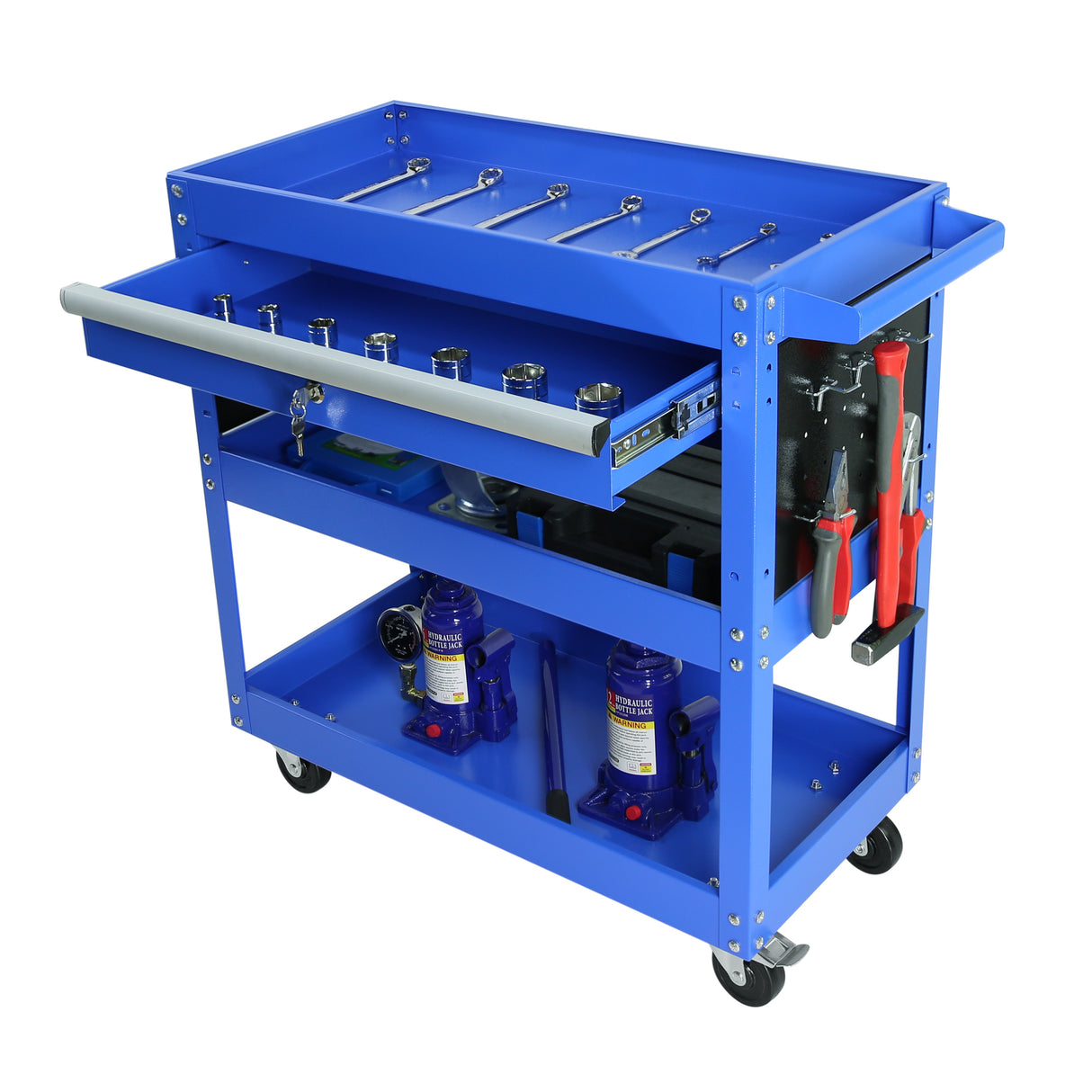 1-Drawer Utility Cart Rolling Tool Premium Heavy Duty Industrial Storage Organizer Mechanic Service with Wheels and Locking System