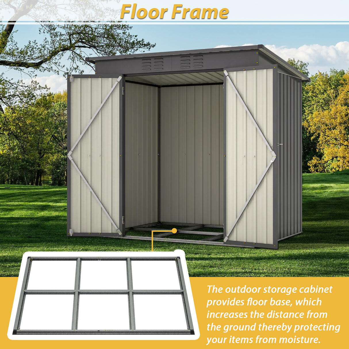 6 x 4 ft Outdoor Storage Shed Lahat ng Weather Tool para sa Hardin sa Backyard Lawn Black