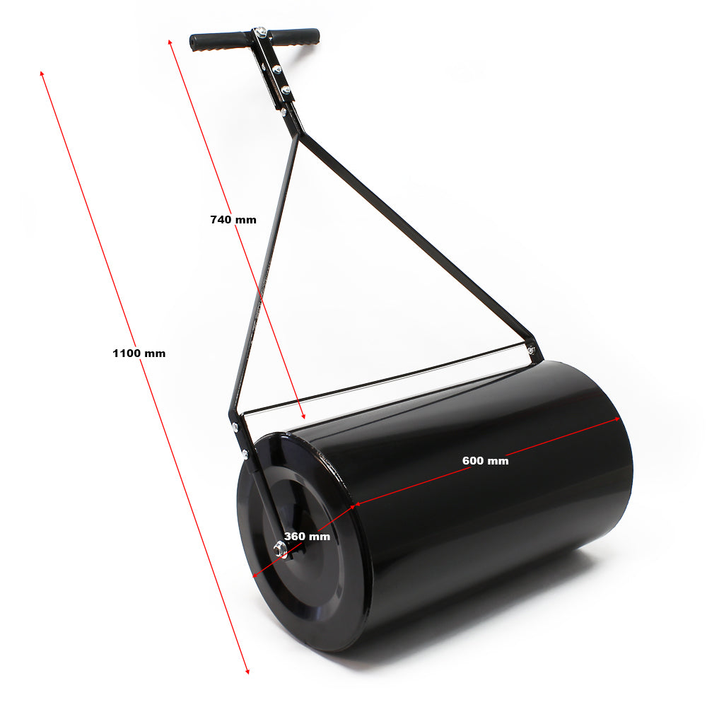 Combination Push/Tow Poly Lawn Roller with Easy-Turn Tethered Plug 14 by 24" 60L/16 Gallon Black