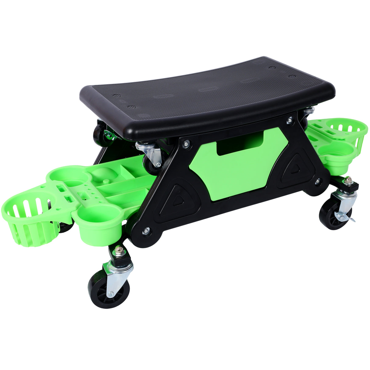 Roller Mechanic Detailing Creeper Utility Seat Stool with Wheels Removable Tool Trays Drawer 300 Lbs Capacity for General Garage and Home Use--Green