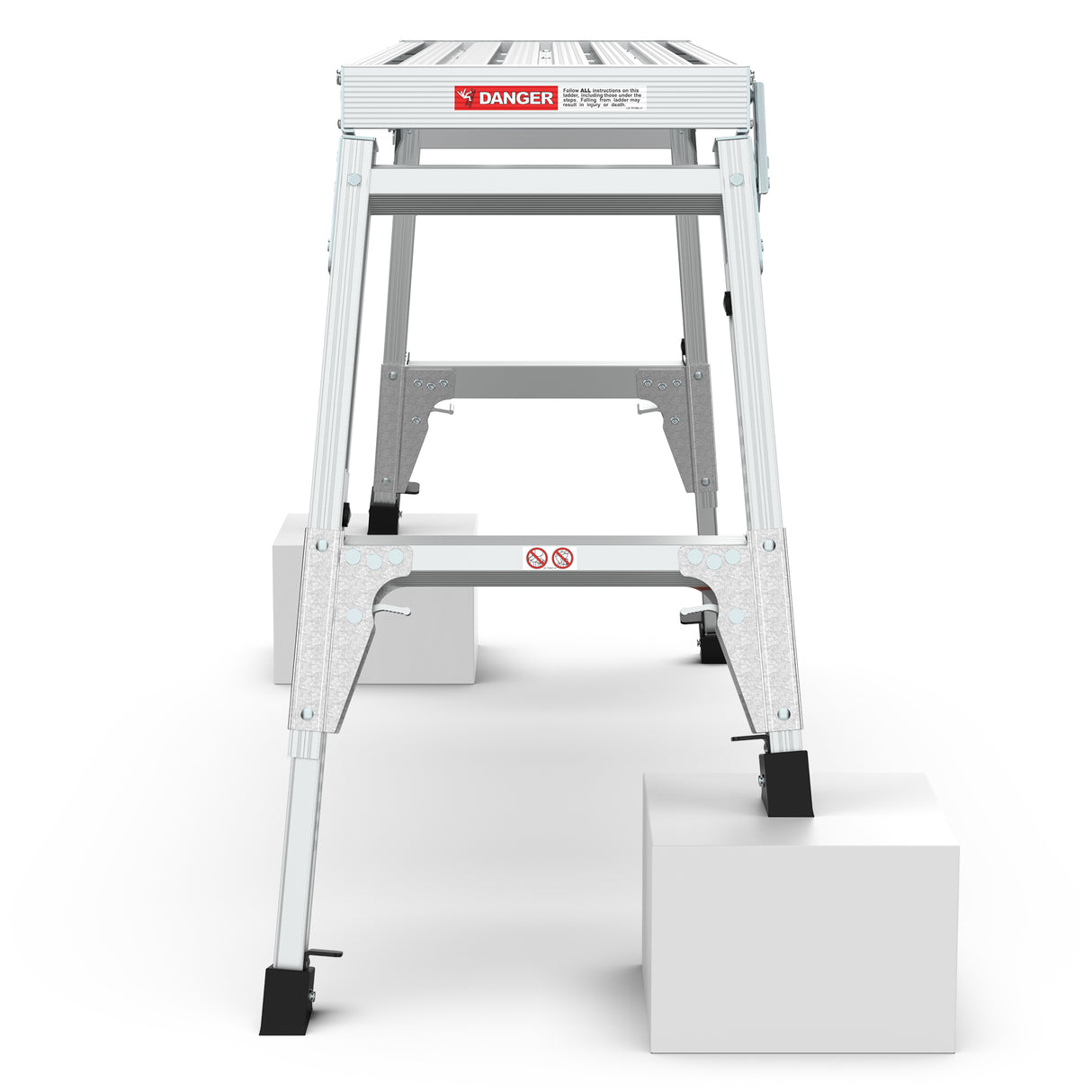 Aluminum Work Platform Malaking Sukat Step Stool Folding Portable Bench 40" Lapad Telescopic Feet 22" -27.5" Taas Naaayos--Grey