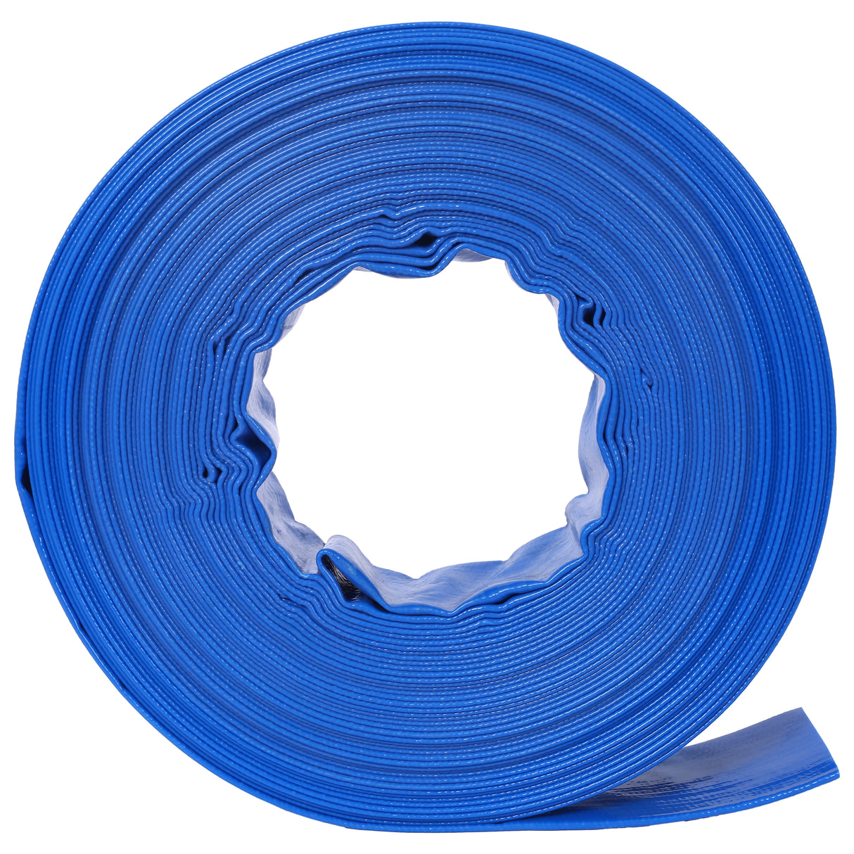 1-1/2" litteä 2,6" leveys x 100 jalkaa altaan takahuuhteluletku Sininen Heavy Duty -vahvistettu PVC:llä asetettava tasainen vedenpoistoletku uima-altaan suodatinpumpulle 2 puristimella