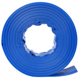 1-1/2" litteä 2,6" leveys x 100 jalkaa altaan takahuuhteluletku Sininen Heavy Duty -vahvistettu PVC:llä asetettava tasainen vedenpoistoletku uima-altaan suodatinpumpulle 2 puristimella