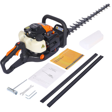 26cc 2 Cycle Gas Powered Hedge Trimmer Double Sided Blade 24" Recoil Gasoline Trim