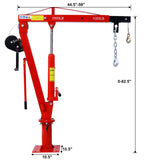 Grue de camionnette hydraulique avec treuil manuel, flèche de levage de lit, 2 000 lb. Capacité Rouge