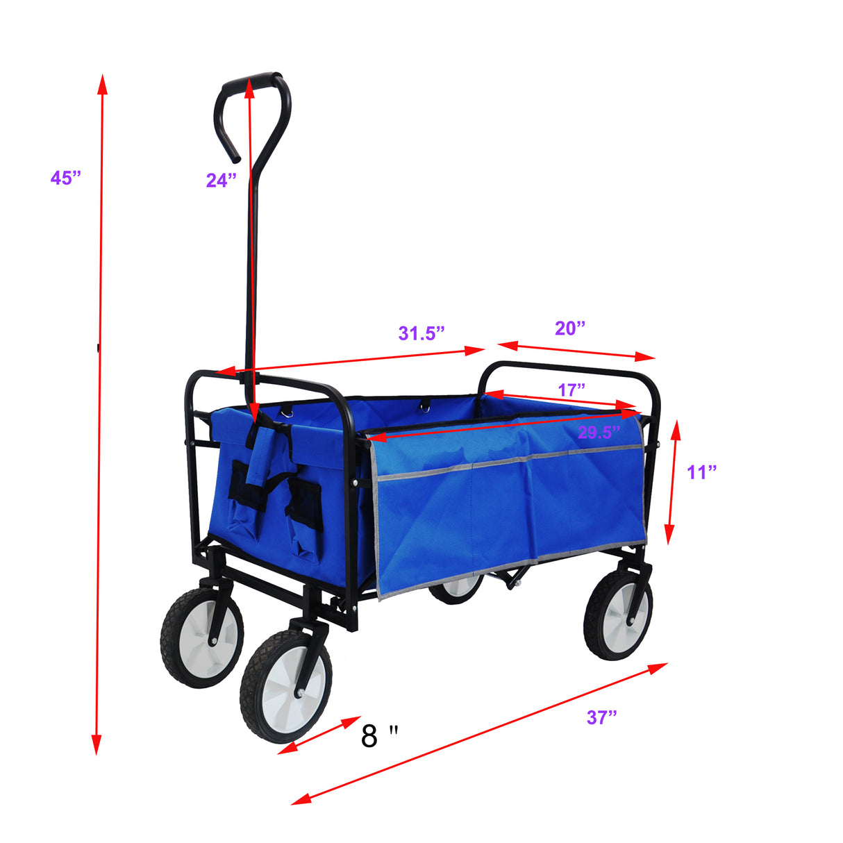 Vouwwagen Tuinwinkel Strandwagen Zwart Blauw