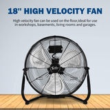 2 Pack Simple Deluxe 18 Inch 3-Speed High Velocity Heavy Duty Metal Industrial Floor Fans Quiet for Home Commercial Residential and Greenhouse Use Outdoor/Indoor Black