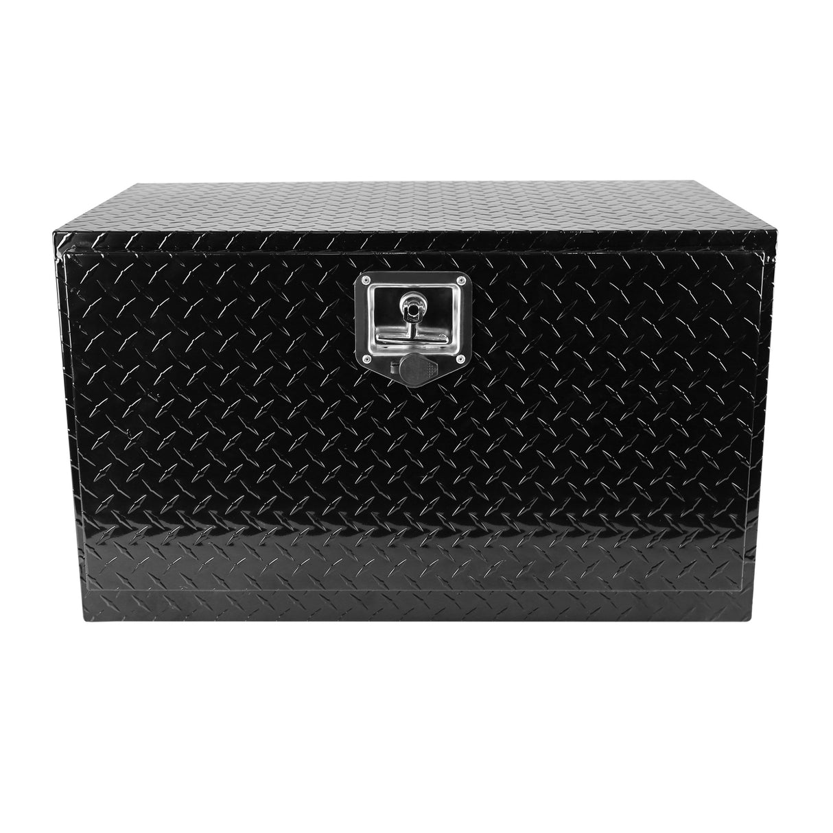 Caja de herramientas chapada en rayas de aluminio de 30 pulgadas, camioneta, camioneta, remolque, RV, organizador de almacenamiento cuadrado impermeable con cerradura y llaves, negro 30 pulgadas (30,1 "× 17,1" × 17,9 ")