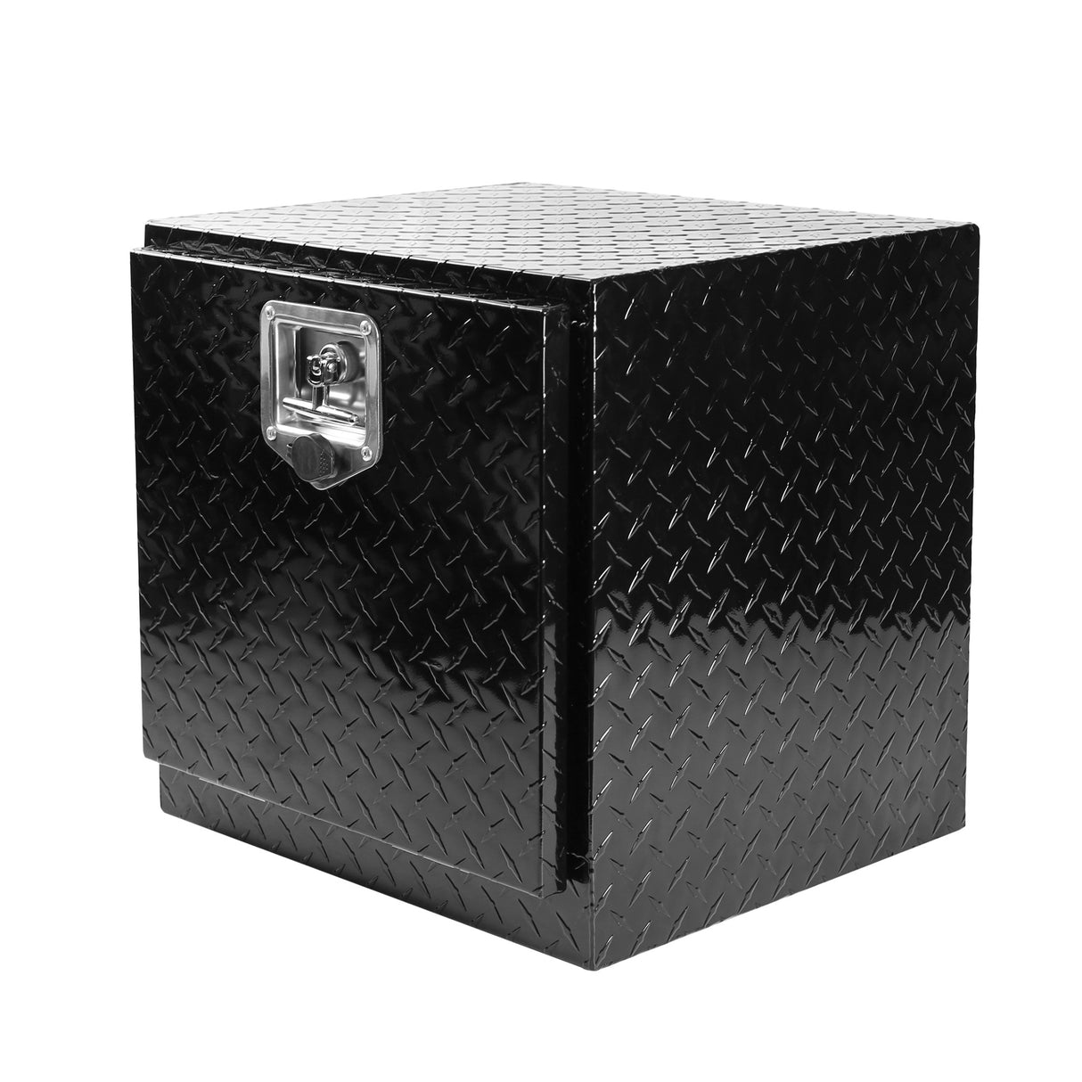 18 Inch Heavy Duty Aluminum Diamond Plate Tool Underbody Box Waterproof Square Storage Organizer Chest for Pick Up Truck Bed RV Trailer with T-Handle Lock and Keys 18"(17.9"×17.1"×17.9")