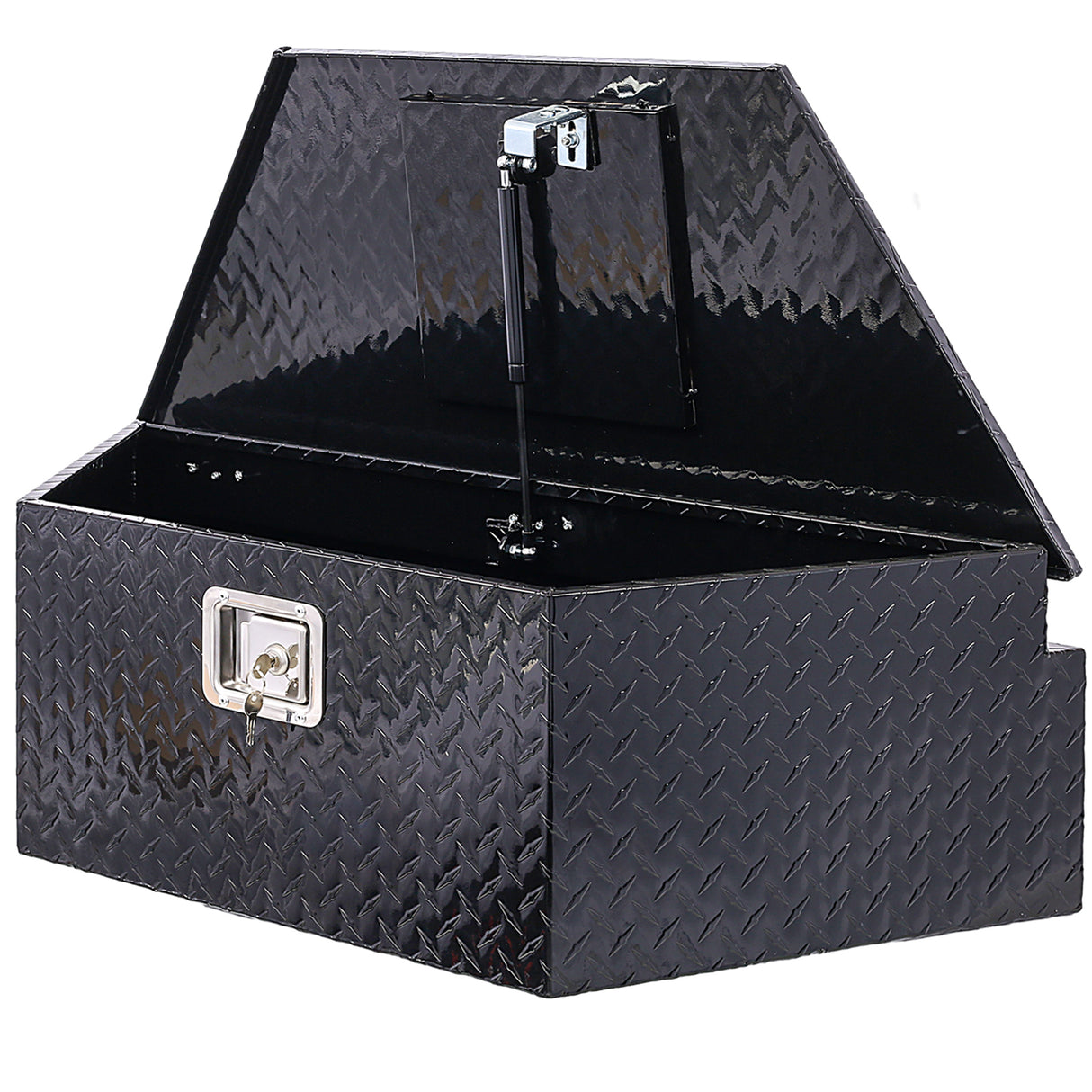 Caja de herramientas de aluminio de 39 pulgadas, caja de camión resistente, almacenamiento para camioneta y remolque al aire libre, organizador para RV, parte inferior con llaves de bloqueo, negro, 39x16,5x11,8 pulgadas