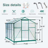 Polycarbonat-Gewächshaus, 1,8 x 2,4 m, robust, begehbarer Pflanzengarten für Hinterhof/Außenbereich