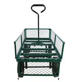 Solid Wheels Tools Cart Wagon Garden Trucks Transport Firewood Green