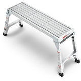 Aluminum Work Platform Malaking Sukat Step Stool Folding Portable Bench 40" Lapad Telescopic Feet 22" -27.5" Taas Naaayos--Grey