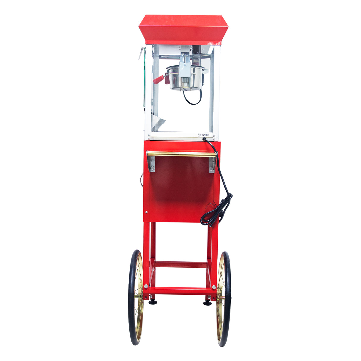 Popcorn Machine with Cart 8oz Popper with Stainless-Steel Kettle Heated Warming Deck and Old Maids Drawer Red