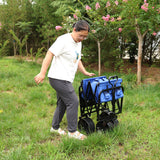 Carrello pieghevole da giardino per la spesa da spiaggia, in metallo blu