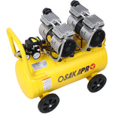 2.5 HP Silent Air Compressor 13 Gallon Oil-Free Electric Shop Portable Lightweight with Wheels 70 DBA Noise Level na may Automatic Drain Valve Yellow