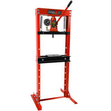 Steel H-Frame Hydraulic Garage/Shop Floor Press with Stamping Plates Pressure Gauge 12 Ton (24,000 lb) Capacity Red