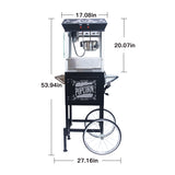 Popcorn Machine with Cart 8oz Popper with Stainless-Steel Kettle Heated Warming Deck and Old Maids Drawer Black