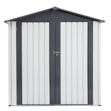 6x4x6ft Garden Metal Storage Shed Outdoor Storing Tools Rainproof Hinge Door Version Gray White