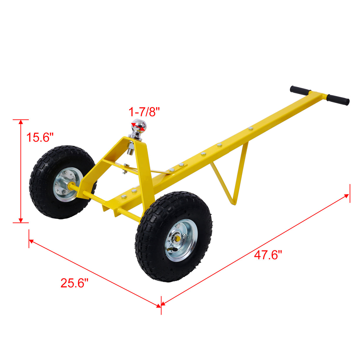 Aanhangwagendolly met luchtbanden 600 Lb. Maximale capaciteit Geel