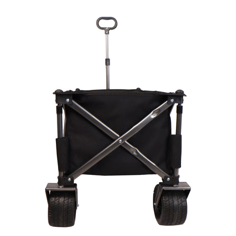 Wagon pliant chariot de plage utilitaire robuste pour le sable avec de grandes roues porte-boissons à poignée réglable pour le shopping camping jardin et extérieur noir