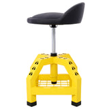 Taburete giratorio neumático de 360 ​​grados, asiento de enredadera rodante mecánico, taller resistente con ruedas, capacidad de 300 libras, color amarillo