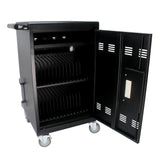 Mobile Charging Cart and Cabinet for Tablets Laptops 30-Device with Combination Lock Black