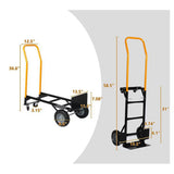 Carretilla de mano Carro con plataforma rodante de 2 ruedas de doble propósito y carro de empuje de 4 ruedas con ruedas giratorias Carro de plataforma resistente de 330 libras de capacidad para mover almacén, jardín, comestibles