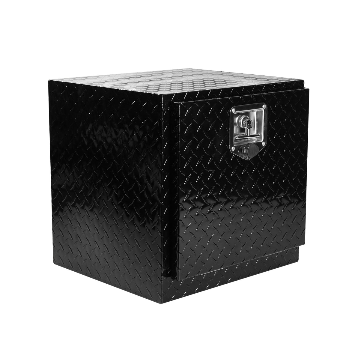 18 Inch Heavy Duty Aluminum Diamond Plate Tool Underbody Box Waterproof Square Storage Organizer Chest para sa Pick Up Truck Bed RV Trailer na may T-Handle Lock at Mga Susi 18"(17.9"×17.1"×17.9")