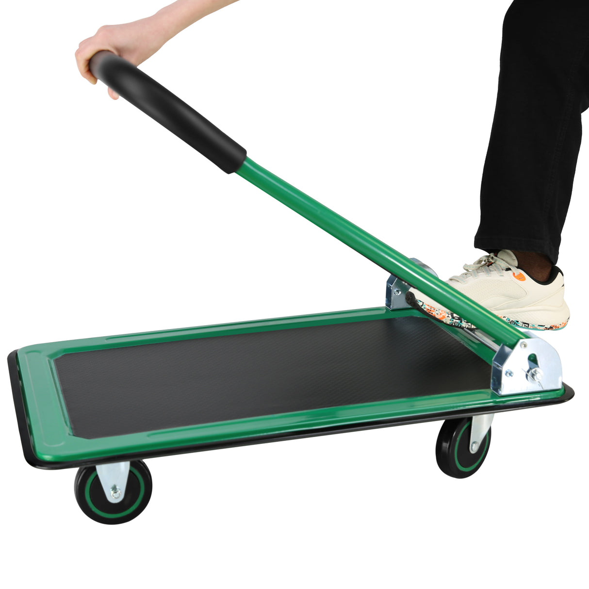 Push Cart Dolly Moving Platform Hand Truck Foldable para sa Easy Storage at 360 Degree Swivel Wheels na may 330lb Weight Capacity