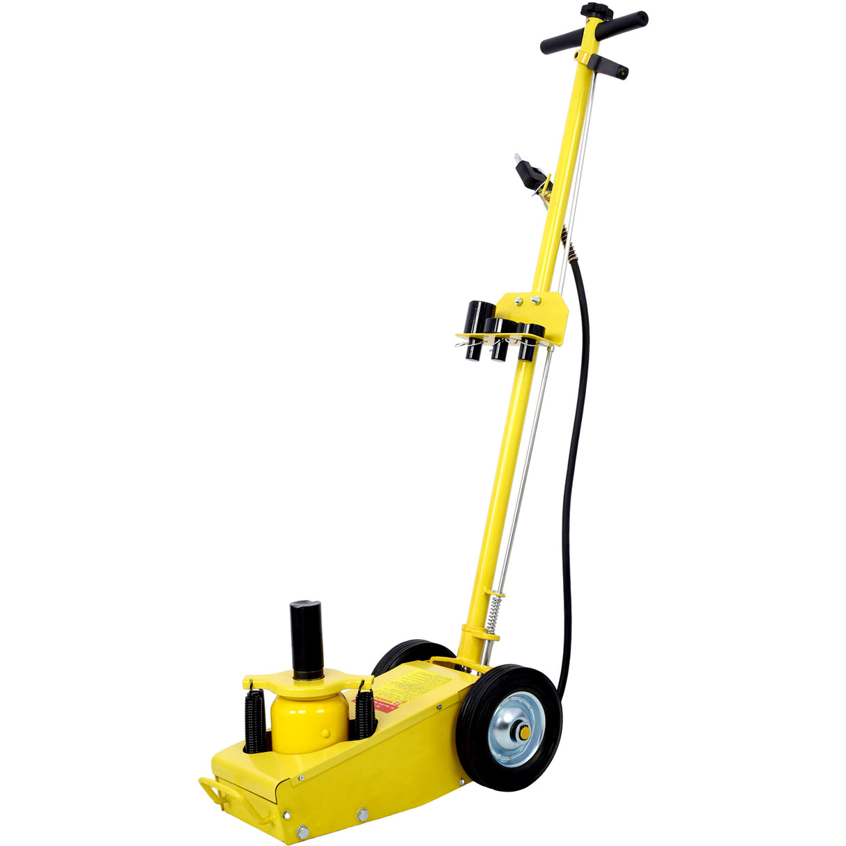 22 Ton Hydraulic Floor Jack Air-Operated Axle Bottle with 4 Extension Saddle Set Built-in Wheels Yellow